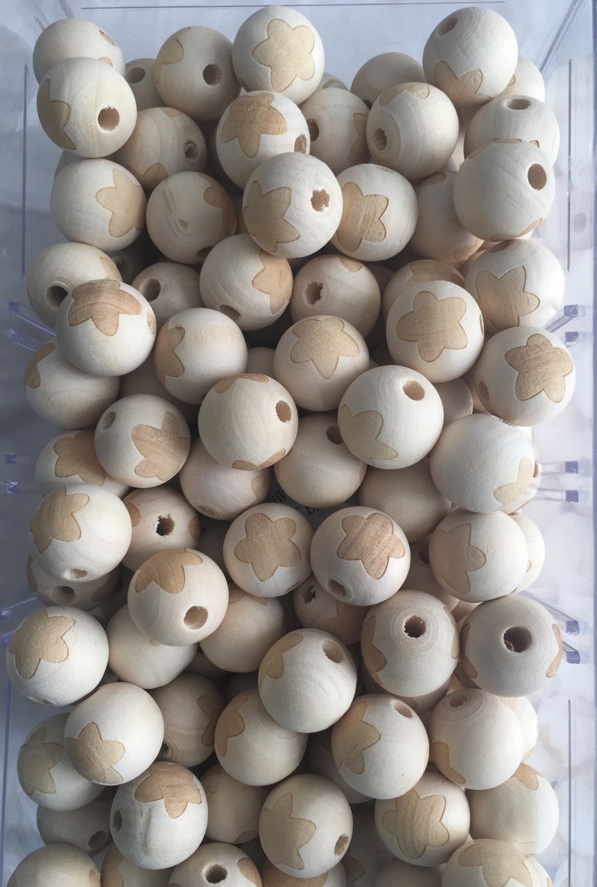 Yuvarlak 20 Milim Çiçek Baskılı Boncuk 1 Adet