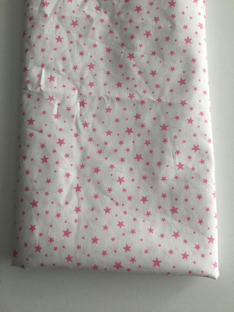 Pembe Yıldızlı Poplin Kumaş