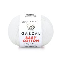 Gazzal Baby Cotton El Örgü İpi Parlak Beyaz 3432
