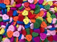 10 Adet Ahşap Kalp Düğme